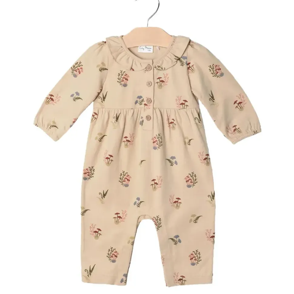 Frill Collar Romper- Fall Mushrooms