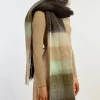 Fringed Check Scarf - Black/Mint