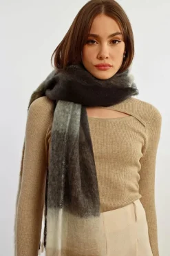Fringed Check Scarf - Black/Mint