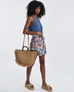 Fringed Woven Tote Bag