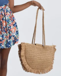Fringed Woven Tote Bag