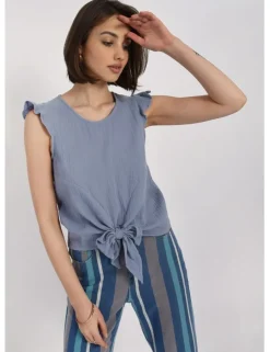 Front Knotted Top - Blue