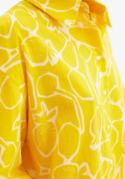 Fruit Print Oversized Long-Sleeved Shirt