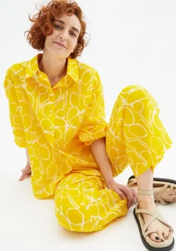 Fruit Print Oversized Long-Sleeved Shirt