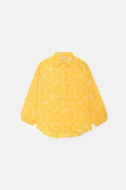 Fruit Print Oversized Long-Sleeved Shirt
