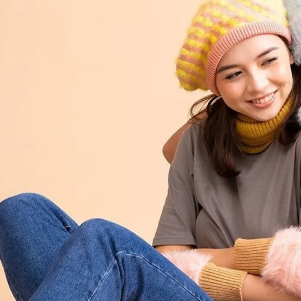 Fur Bubble Dot Beret