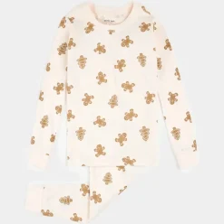 Gingerbread Print on Silver Peony PJ Set