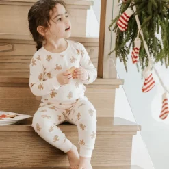 Gingerbread Print on Silver Peony PJ Set
