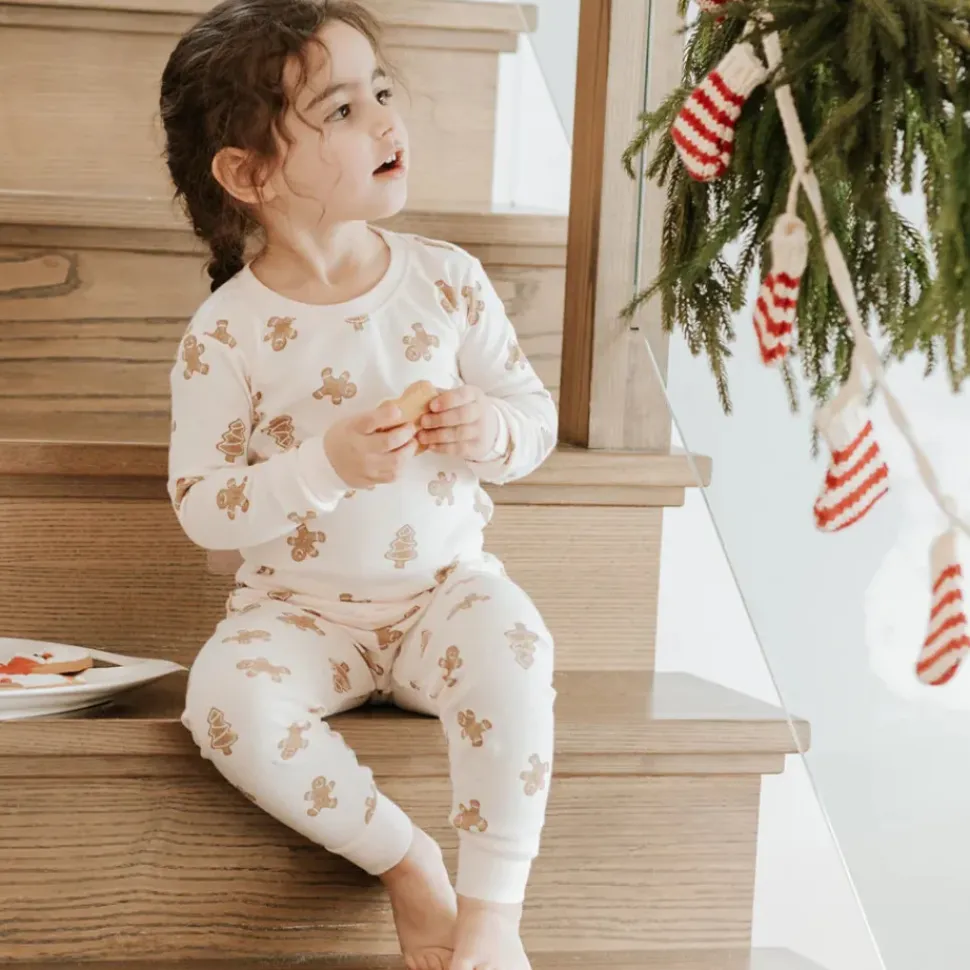 Gingerbread Print on Silver Peony PJ Set