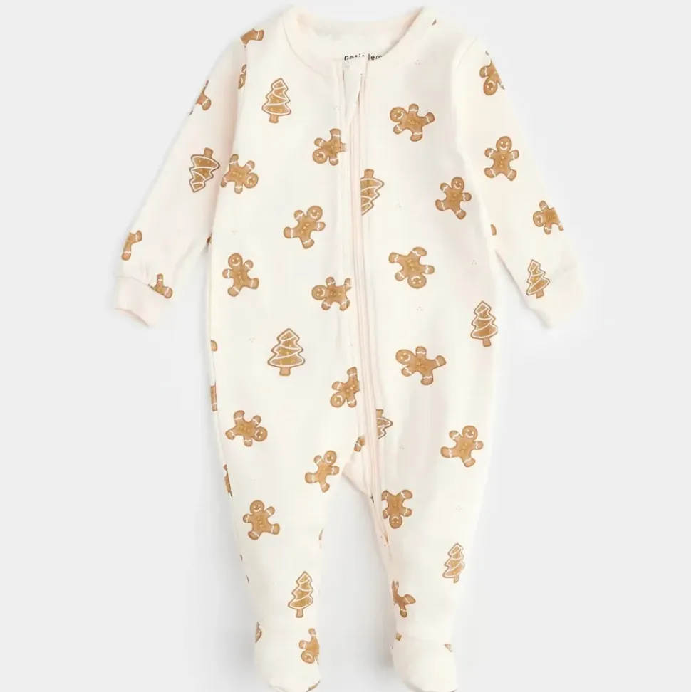 Gingerbread Print on Silver Peony Sleeper