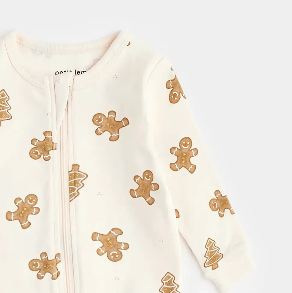 Gingerbread Print on Silver Peony Sleeper