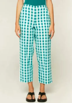 Gingham Cropped Straight-Leg Trousers