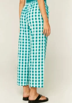 Gingham Cropped Straight-Leg Trousers