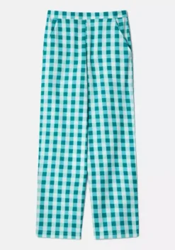 Gingham Cropped Straight-Leg Trousers