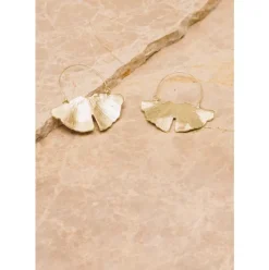 Ginkgo Hoop Earrings - 18k Gold Plating
