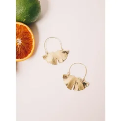Ginkgo Hoop Earrings - 18k Gold Plating