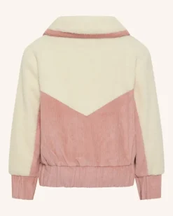 Girls Corduroy Sherpa Zip Jacket - Dusty Rose