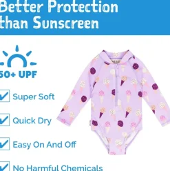 Girls One Piece UV Swimsuit | Lavender Ice Cream