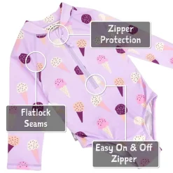 Girls One Piece UV Swimsuit | Lavender Ice Cream