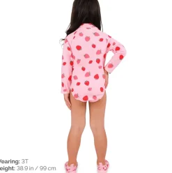 Girls One Piece UV Swimsuit | Pink Strawberry