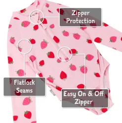 Girls One Piece UV Swimsuit | Pink Strawberry