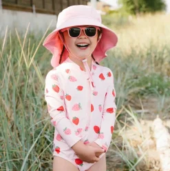 Girls One Piece UV Swimsuit | Pink Strawberry