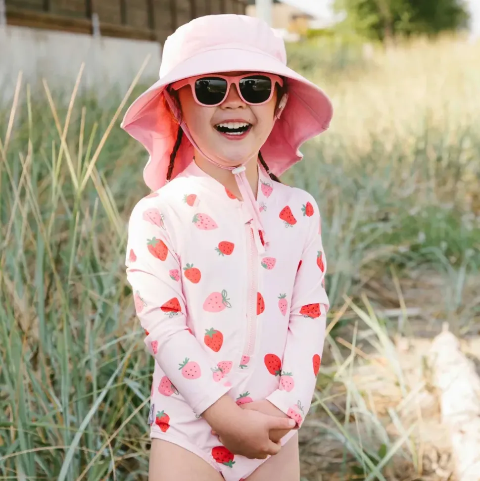 Girls One Piece UV Swimsuit | Pink Strawberry