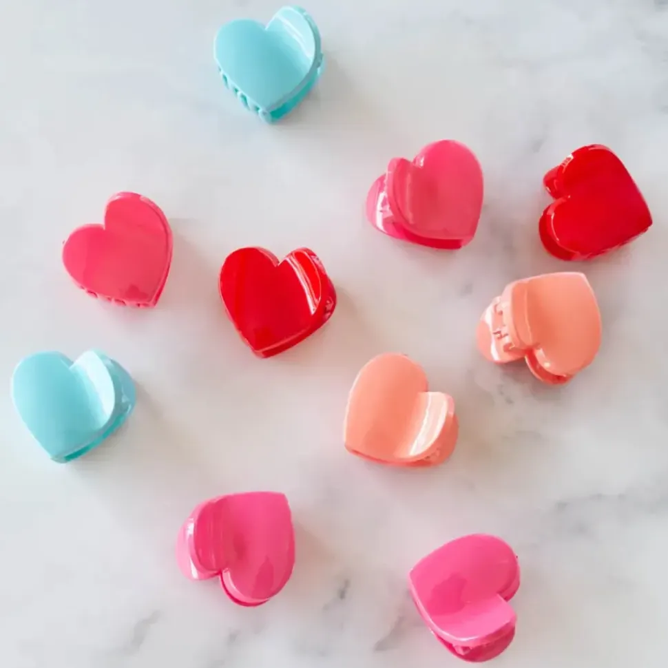 Glossy Candy Hearts Hair Clip Set - Several Colors