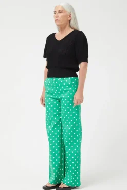 Green Polka Dot Straight Jeans