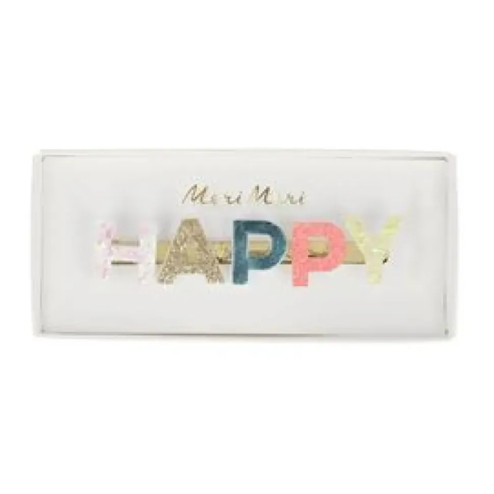 Happy Glitter Hair Clip