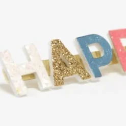 Happy Glitter Hair Clip