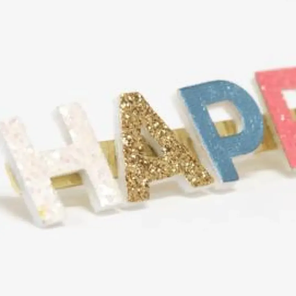 Happy Glitter Hair Clip