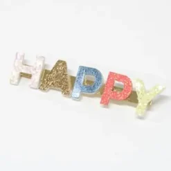 Happy Glitter Hair Clip