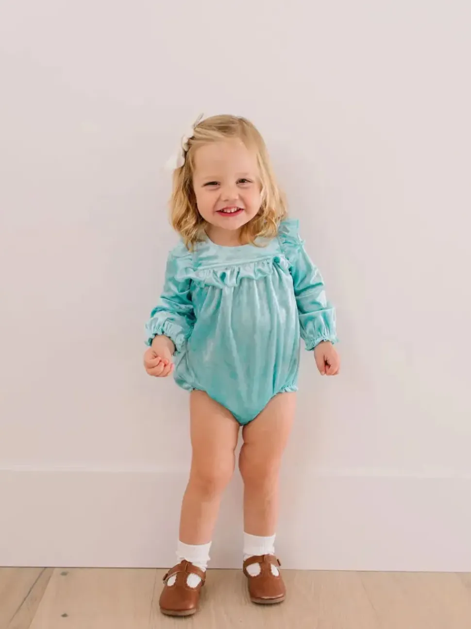 Hayley Romper in Crushed Mint Velvet