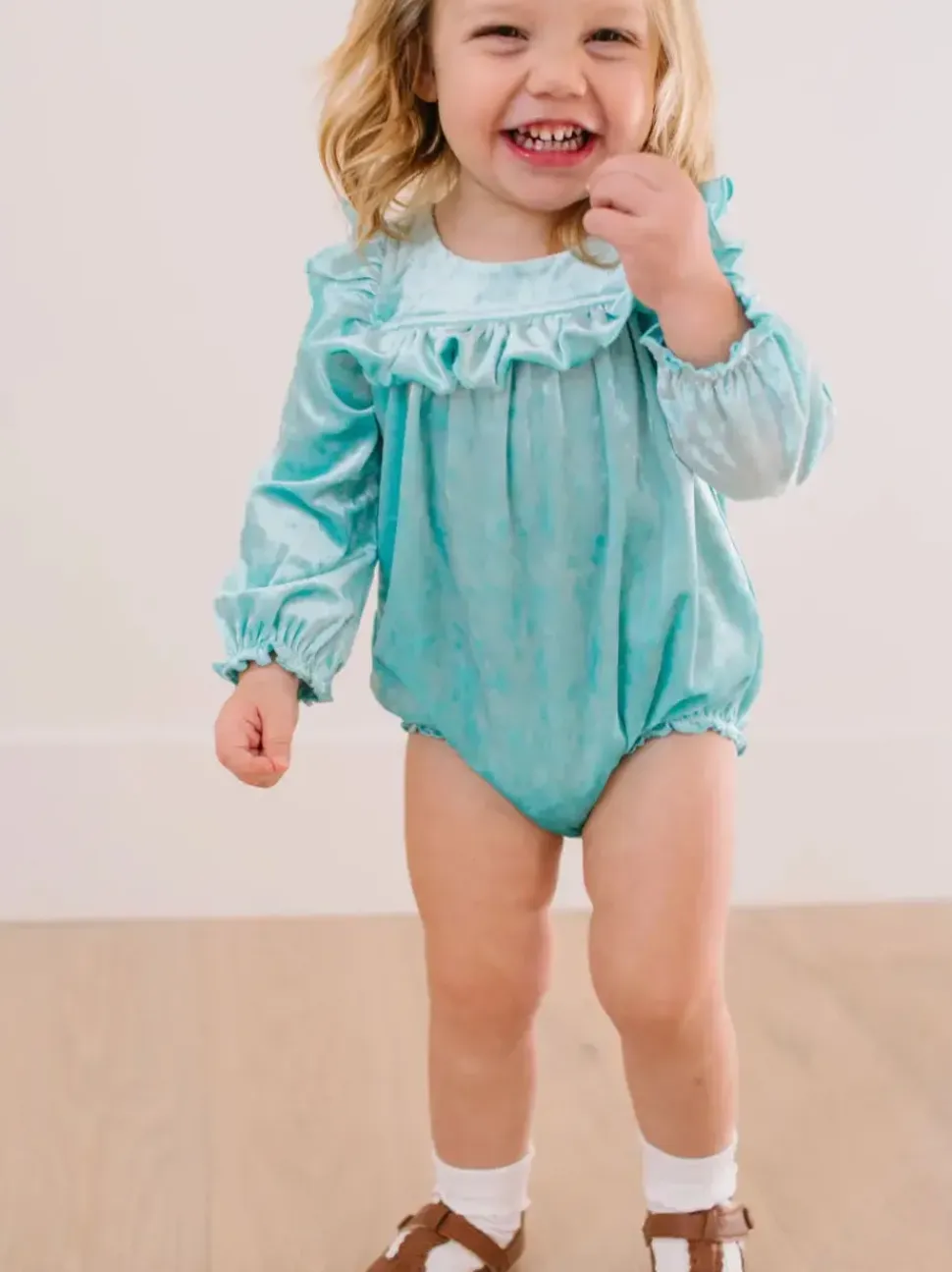 Hayley Romper in Crushed Mint Velvet