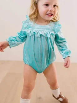 Hayley Romper in Crushed Mint Velvet