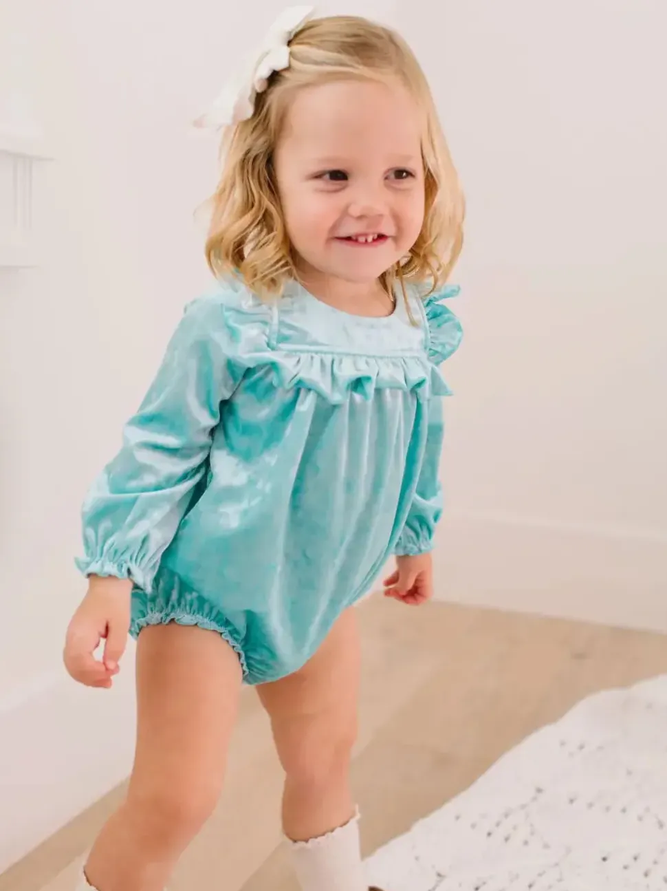 Hayley Romper in Crushed Mint Velvet