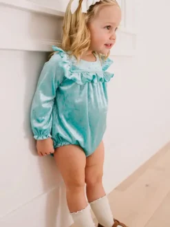 Hayley Romper in Crushed Mint Velvet