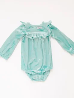 Hayley Romper in Crushed Mint Velvet