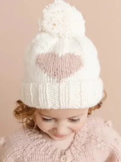 Heart Beanie, Blush | Hand Knit Kids & Baby Hat