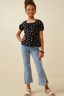 Heart Print Babydoll Top