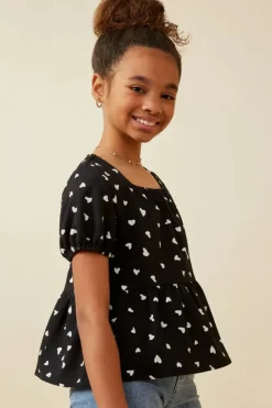 Heart Print Babydoll Top