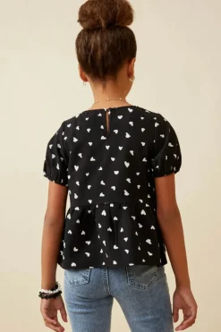 Heart Print Babydoll Top