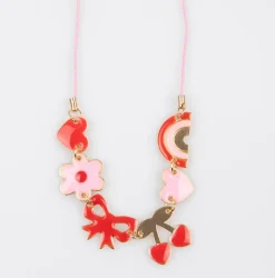Hearts & Cherries Enamel Charm Necklace