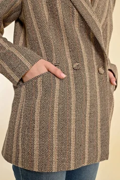 Herringbone Double-Breasted Blazer