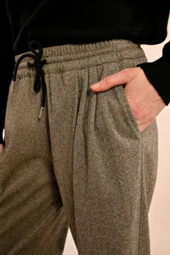 Herringbone Jogger Pants - Black