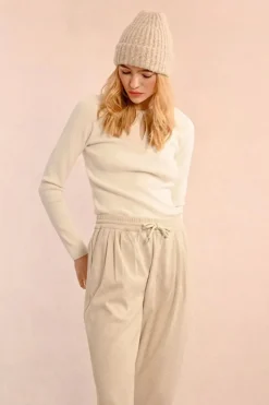 Herringbone Jogger Pants - Cream