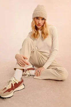 Herringbone Jogger Pants - Cream
