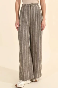 Herringbone Wide-Leg Pants