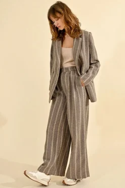 Herringbone Wide-Leg Pants